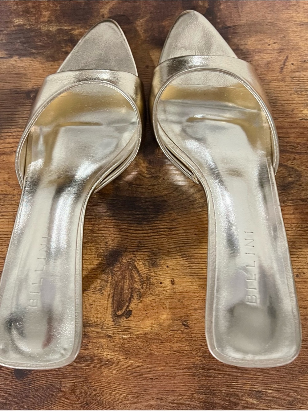 Metallic Gold Slingback Pointed-Toe Heels - Picture 2 of 3